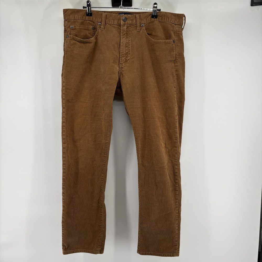 Gap Corduroy Pants Men 34x30(36x28) Slim Fit Brown 5-Pocket Straight Leg Stretch